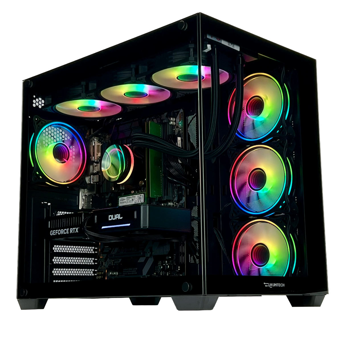 WJMTech Gaming PC: AMD Ryzen 7 5700X - AIO Liquid Cooler - RTX 5060 Ti 8GB GDDR7 - DDR4 32GB - NVME 1TB - Vision Case - WiFi - Windows 11