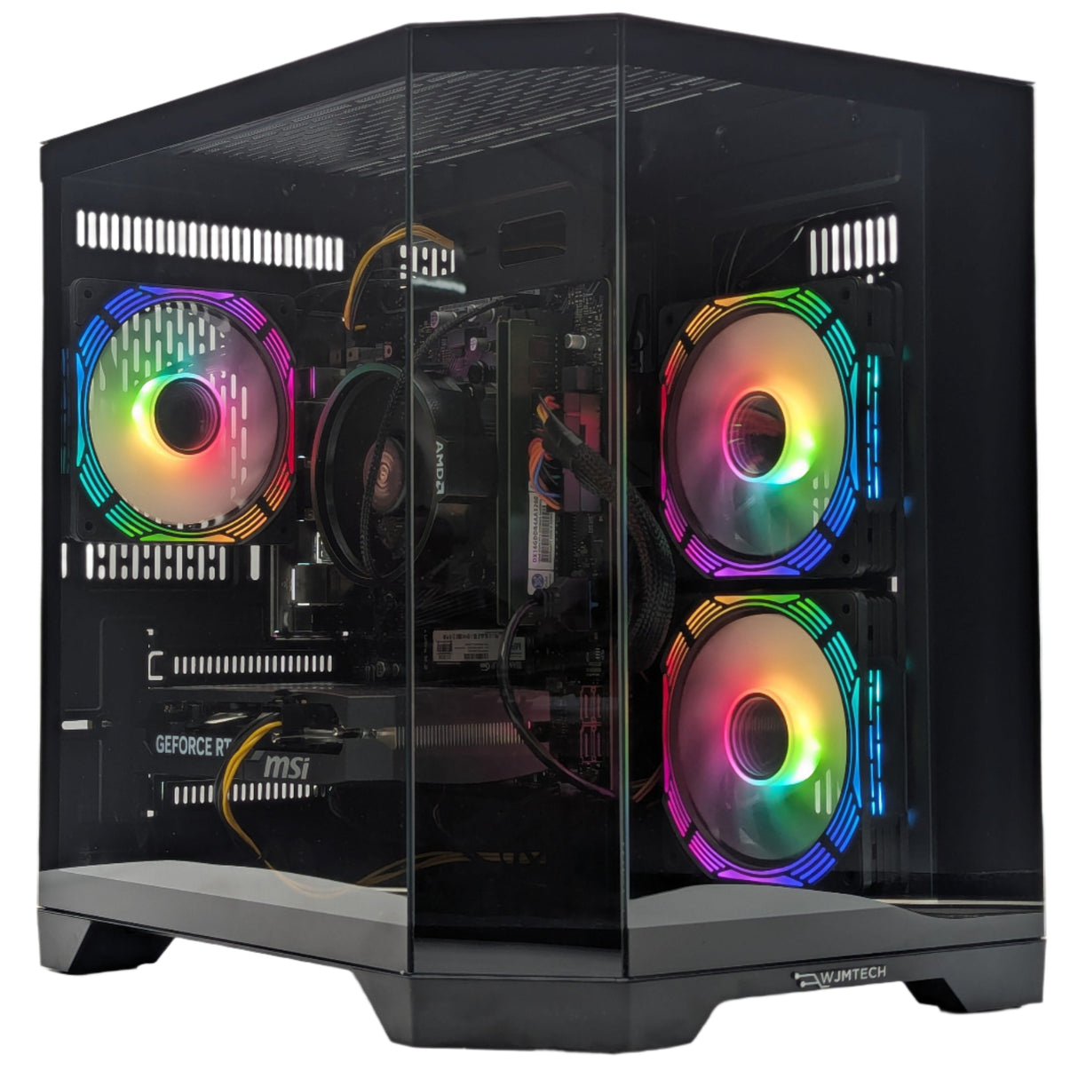 WJM DS Black - Fast Gaming PC - Ryzen 5 4.2GHz - RTX Graphics - 32GB DDR4 RAM - 512GB NVMe SSD, 1TB HDD, Win 11