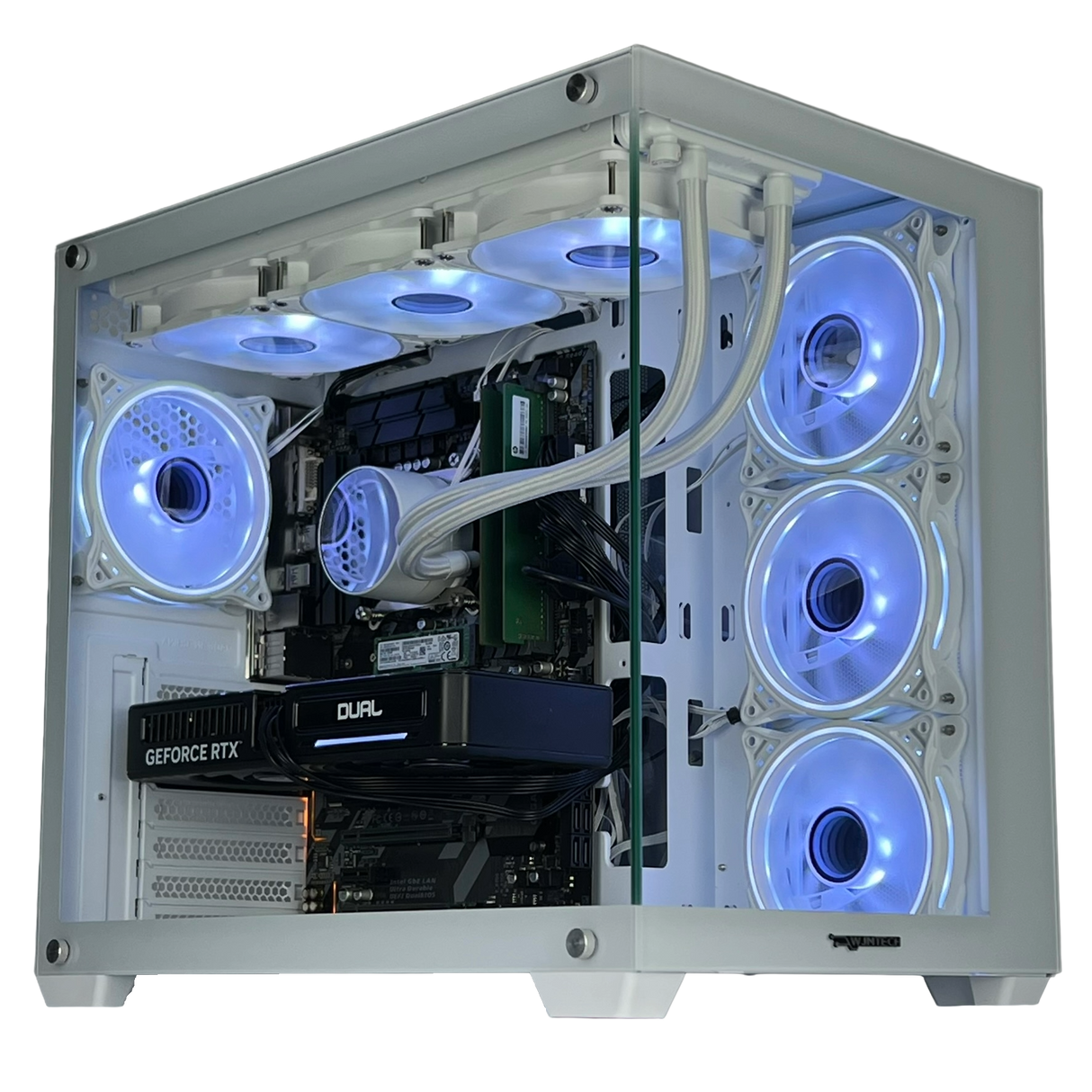 WJMTech Gaming PC: AMD Ryzen 7 5700X - AIO Liquid Cooler - RTX 5060 Ti 8GB GDDR7 - DDR4 32GB - NVME 1TB - Vision Case - WiFi - Windows 11