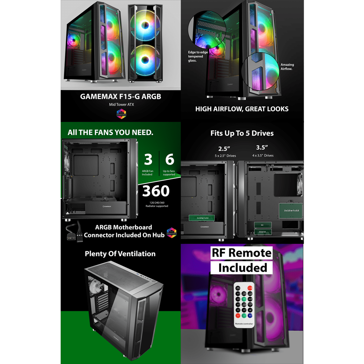 Gaming PC GameMax F15G 6th Gen i7 - 6700 3.6GHz Win 11 WiFi SSD & Graphics Options - WJMTech