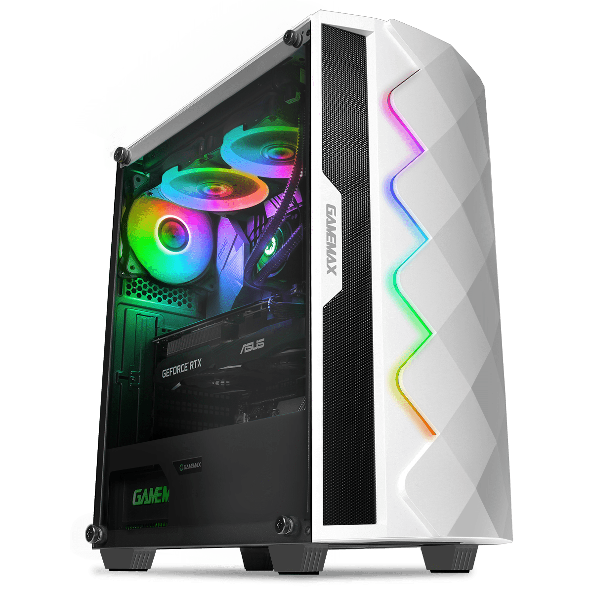 White Diamond RGB Gaming PC - Core i7 - 4770 3.6GHz WiFi Windows 10 GTX Graphics - WJMTech