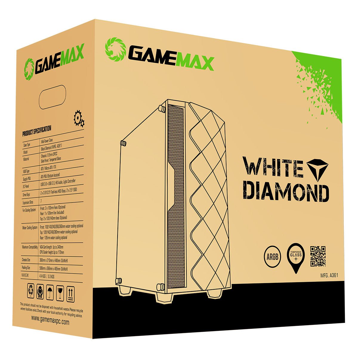 White Diamond RGB Gaming PC - Core i7 - 4770 3.6GHz WiFi Windows 10 GTX Graphics - WJMTech