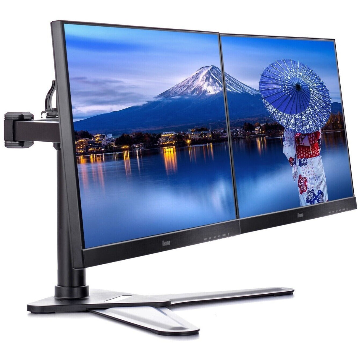 2 x Dell 22" Dual Monitor Setup HD LED VGA New Dual Stand