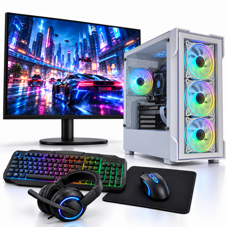 Gaming PC Full Bundle Ryzen 5 24.5' 120Hz Monitor 16GB RAM 1TB NVMe Keyboard Mouse and Headset