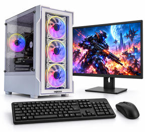 WJMTech gaming PC bundle with 24-inch monitor