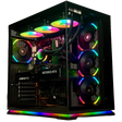 High-performance computer case with RGB lighting on a white background