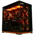 Computer case with visible components including a GeForce RTX graphics card on a black background
