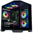 Glossy computer case with RGB lighting on a transparent background
