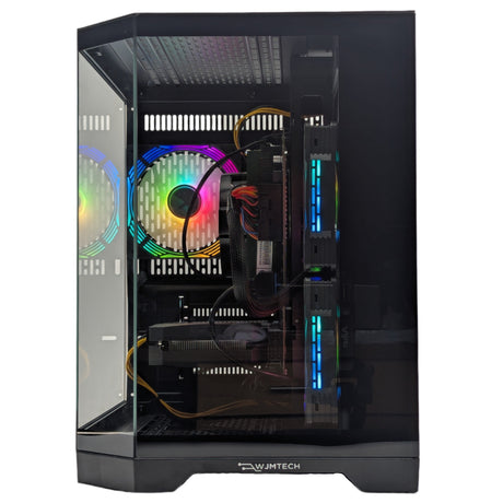 WJM DS Black - Glass Cube Gaming PC - Ryzen 5 4.2GHz - RTX Graphics - 32GB DDR4 RAM - 512GB NVMe SSD, 1TB HDD, Win 11