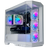 Computer case with RGB lighting and visible components on a white background