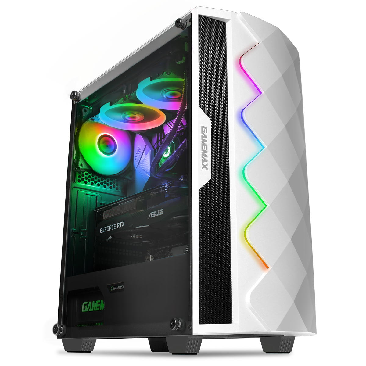 White Diamond RGB Gaming PC - Core i7-4770 3.6GHz WiFi Windows 10 GTX Graphics